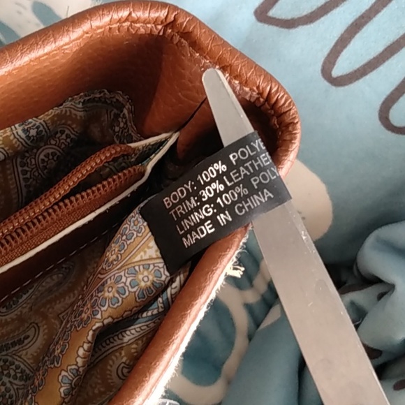 Maxx New York Woven Shoulder Bag with Matching Wristlet | Tan & Brown Vinyl Trim - Picture 9 of 15